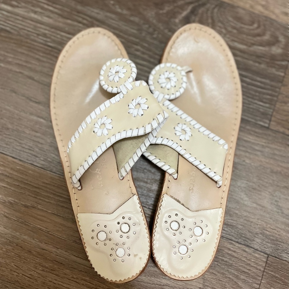 Jack Rogers size 7 used but lots of life left . Colors are tan and white